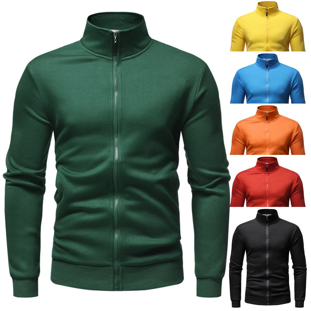 Mens Patchwork Zip Hoodie Sweatshirt Autumn Winter Casual Long Sleeve ...