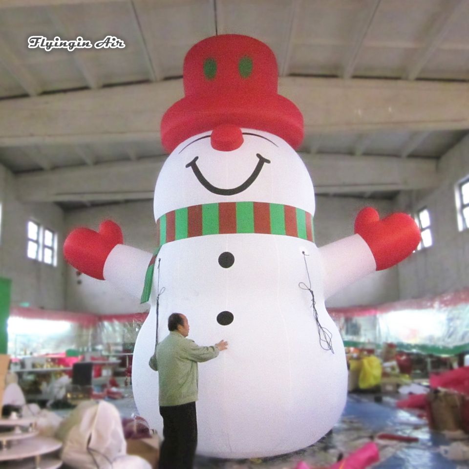 2021 Outdoor Funny Inflatable Fat Snowman Wearing A Red Hat 3m/5m White ...