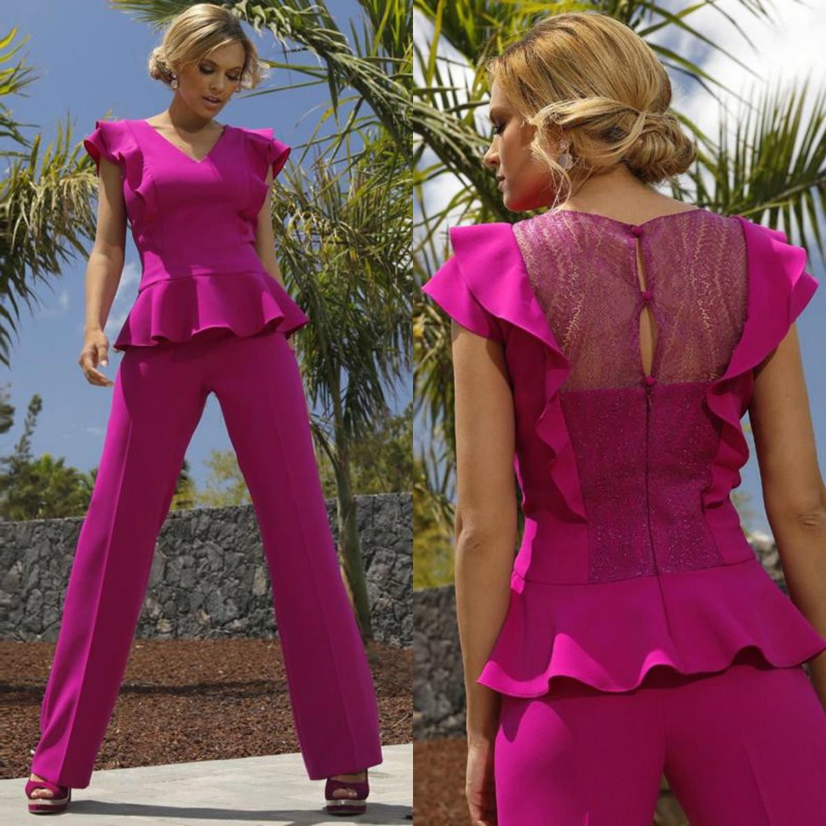 Fuchsia Jumpsuit 2020 Mother Of The Bride Pant Suits For Wedding Guest