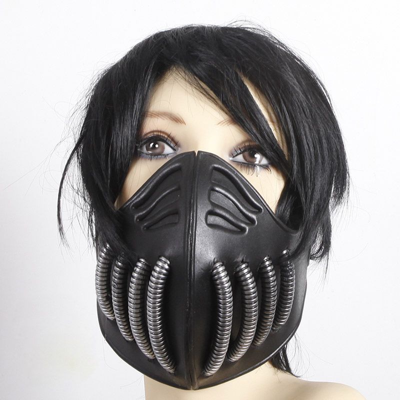 Black Half Face Leather Mask Halloween Movie Props Cosplay Handmade Mask Costume
