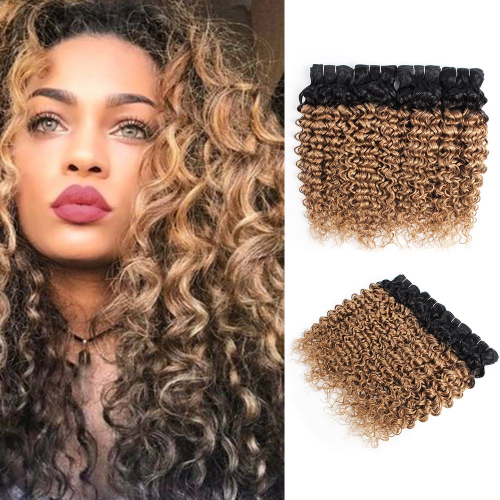 Ombre Blonde Water Wave Hair Bundles Peruvian Curly Hair 1b 27