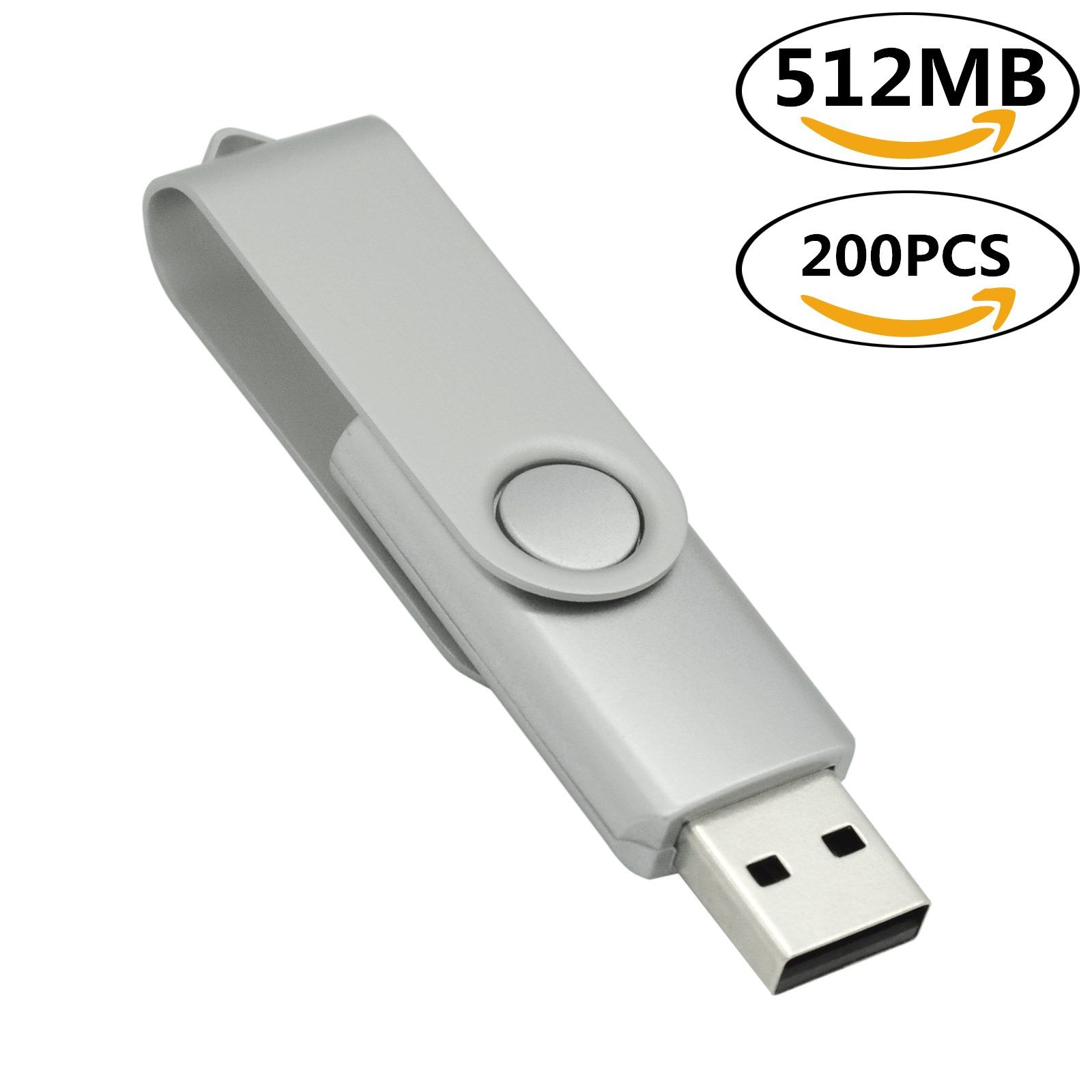 Silver Bulk 512MB USB Flash Drives Swivel USB 2.0 Pen Drives Metal