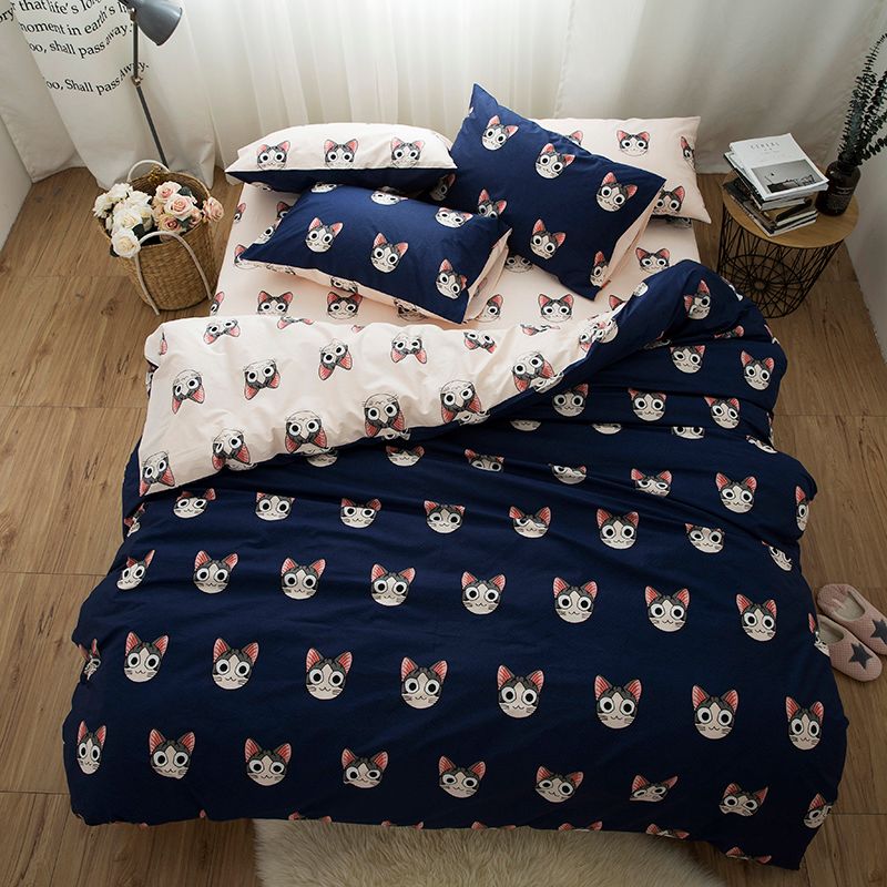 Cute Cats Kawaii Bedding Set King Queen Twin Size Kids Boys Bed Room Cute Cats Kawaii Bedding Set King Queen Twin Size Kids Boys Bed Room Ser 100 Cotton Duvet Cover Sheet Pillowcase Bedroom Comforter Sets