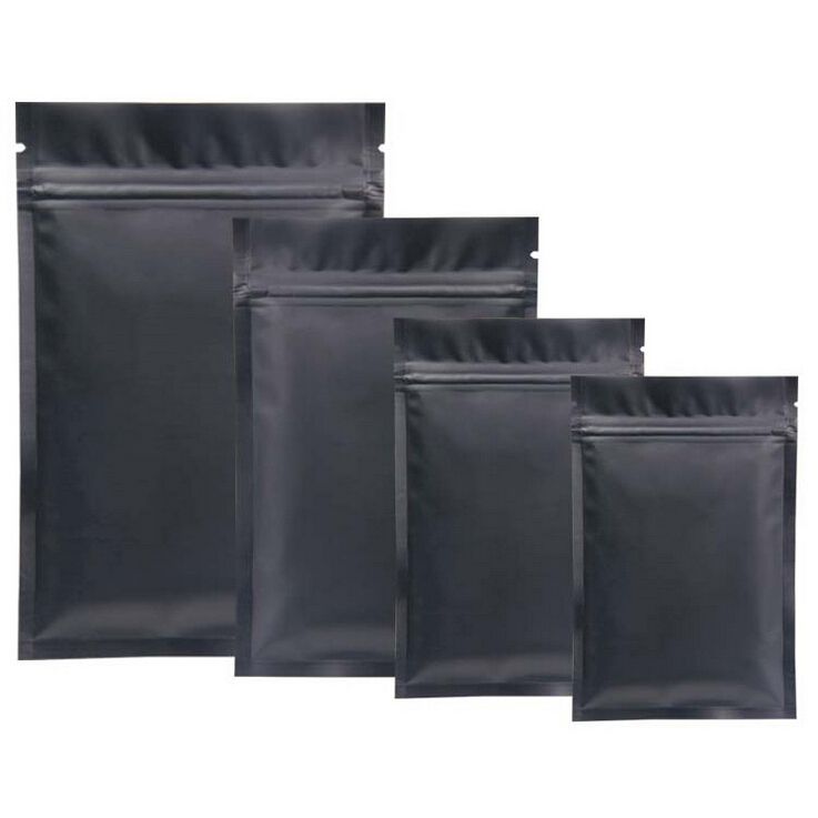 2020 Wholesale Black Color Zip Mylar Bag Ziplock Bags Food Storage Resealable Aluminum Foil Bags