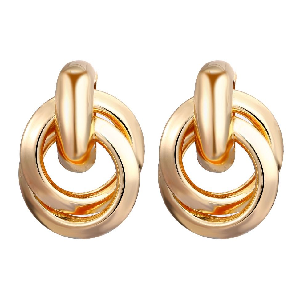 Gold Silver Color Stud Earrings For Women Mixed Circlular Statement