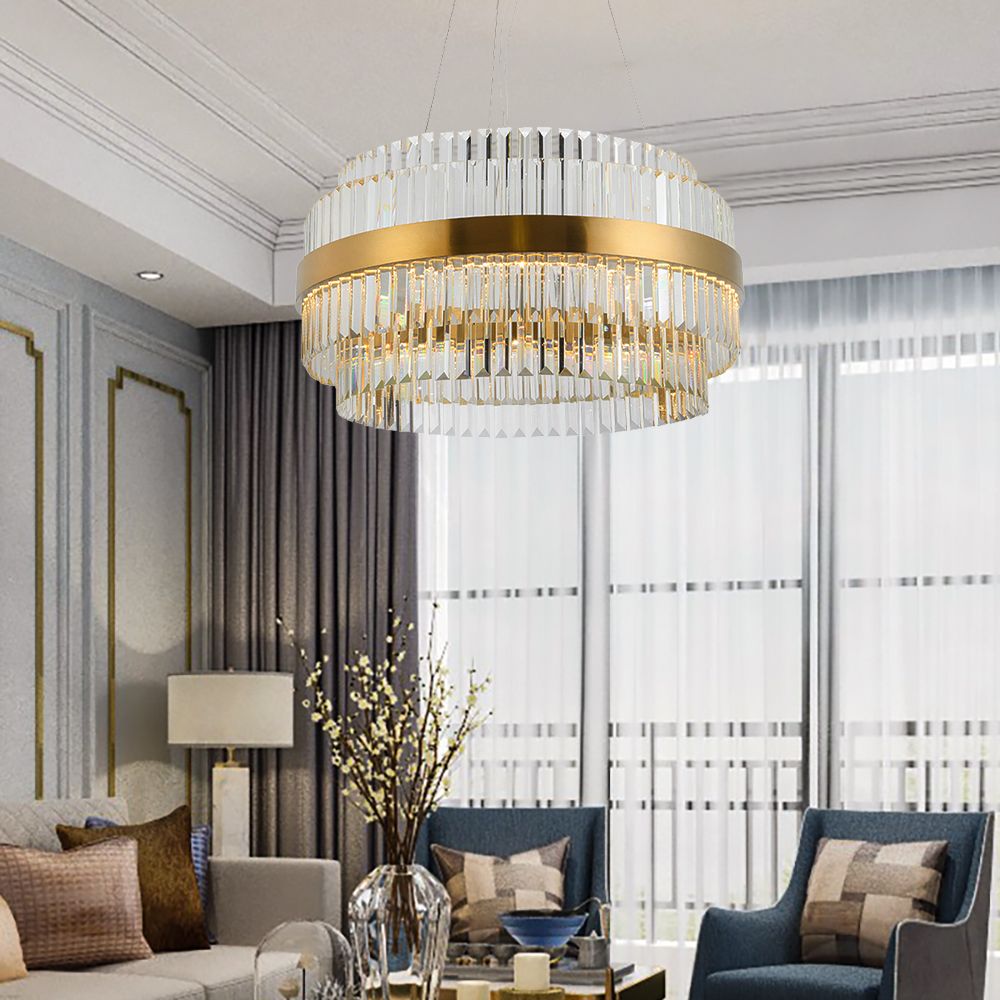 Modern Luxury Gold Crystal Chandelier Lighting In The Living Dining Room Bedroom Zyrandole