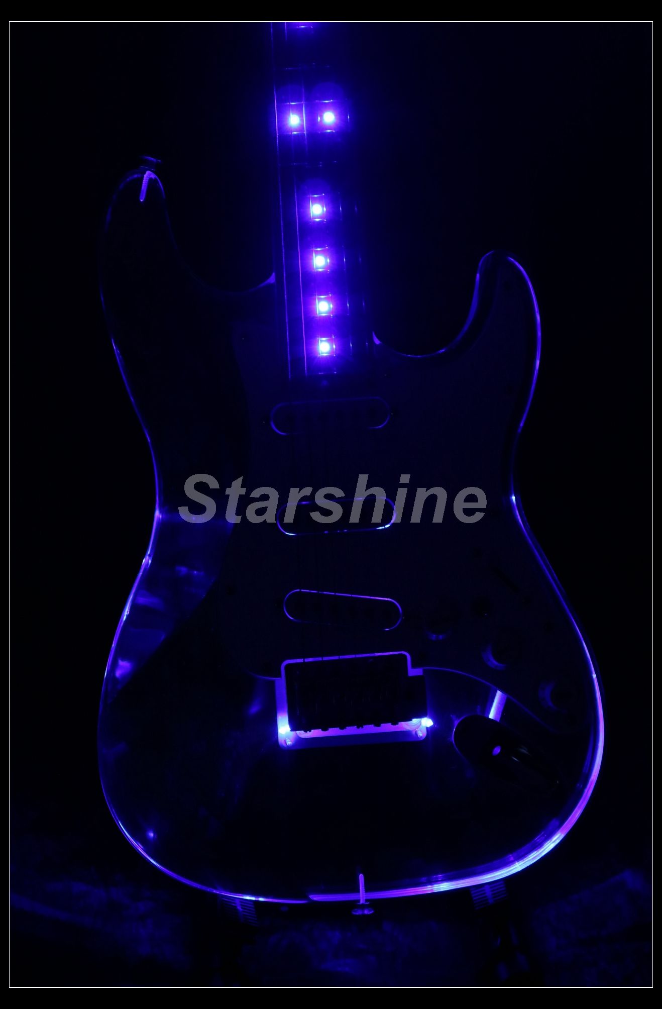 Starshine Electric Guitar DKLD87 Acrylic Body Crystal Guitar Blue LED