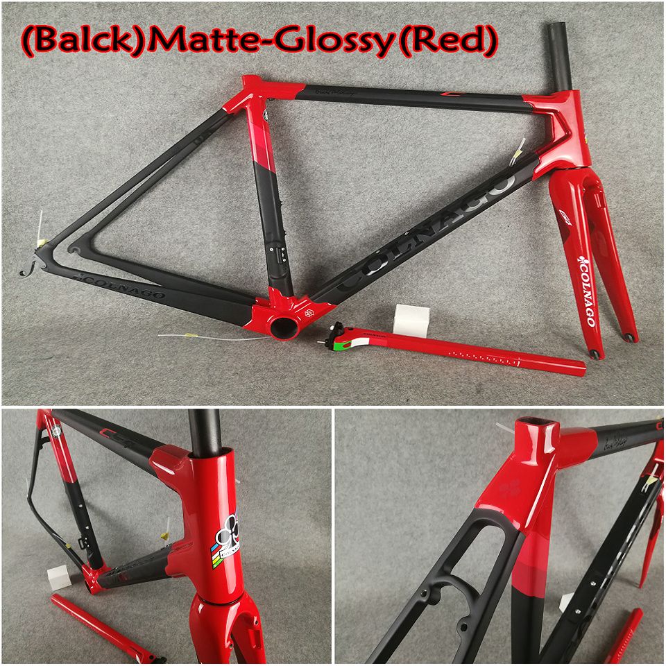 2019 Latest Black Red Colnago C64 Carbon Road Frames With 3k Matte Glossy 52cm 6 Colors For Selection Free