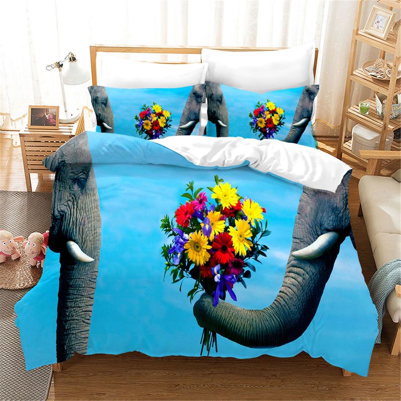 Fanaijia 3d Elephant Bedding Set King Size Luxury Boho Animal