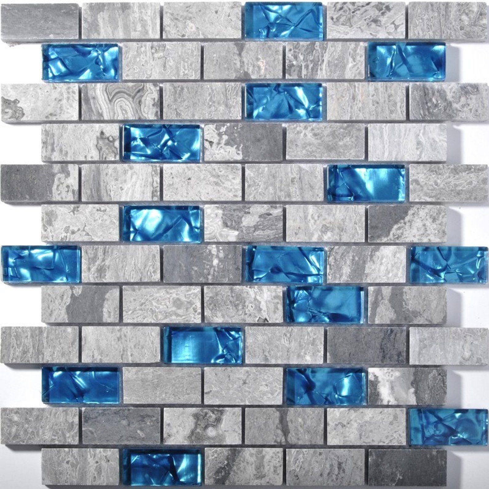 Gray Stone Blue Glass Mosaic Tile Kitchen Backsplash Sgmt602 Bathroom Shower Wall