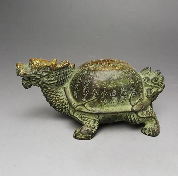 statue Collection Chinese Brass copper *dragon turtle* Lucky pendant
