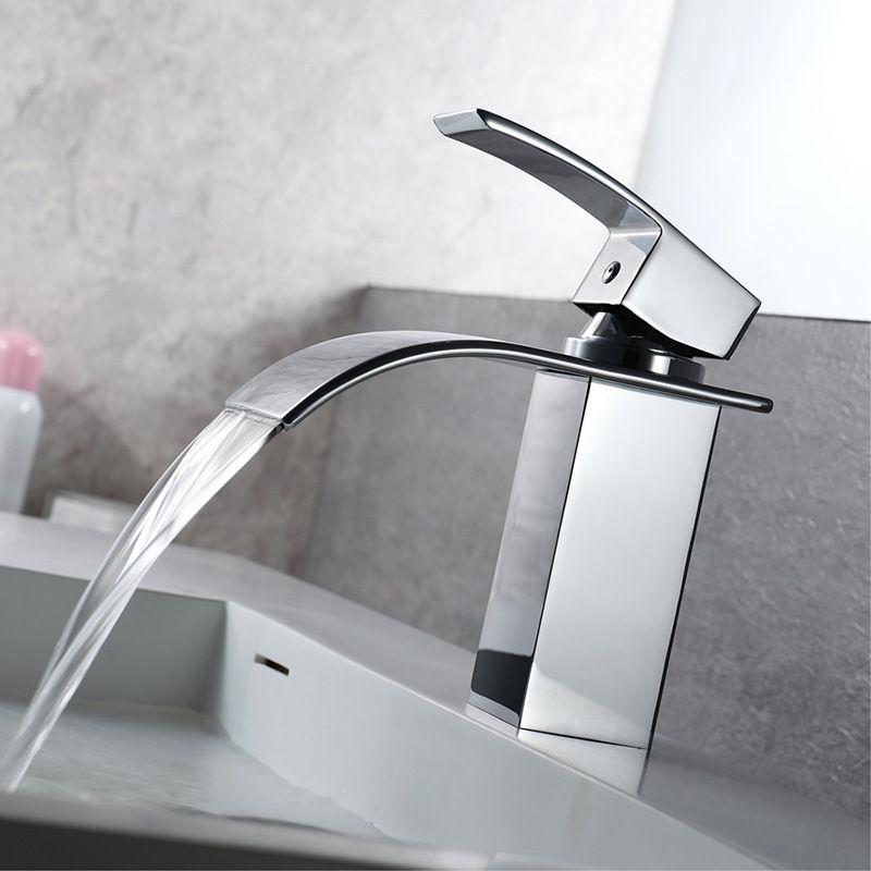 Bathroom Basin Sink Faucet Waterfall Basin Taps Chrome Polish Single Handle Single Hole Mixer Tap Deck Mounted