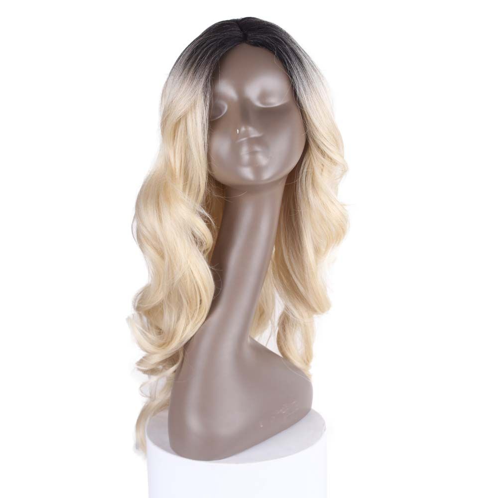 Stylish Dr613 Ombre Wigs Dark Roots Blonde Wavy High Temperature