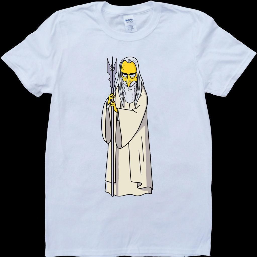 saruman lord of the rings cartoon mens white custom made t shirt