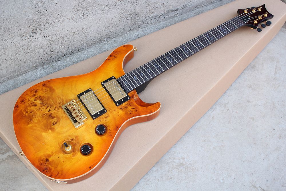 Factory Custom Orange Electric Guitar With Gold Hardware,Bird Fret