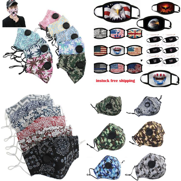 2021 Reusable Washable Mask Unisex Cotton Face Masks With Breath Valve