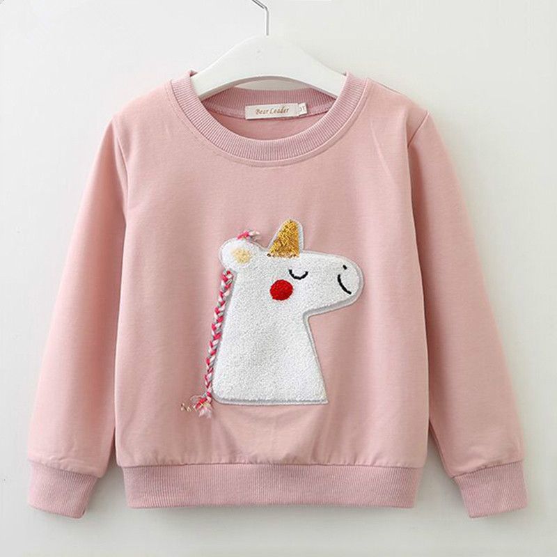 New Spring And Autumn Girls Jumper Kids Unicorn Pattern Cotton Pullover Fashion Kids Clothes