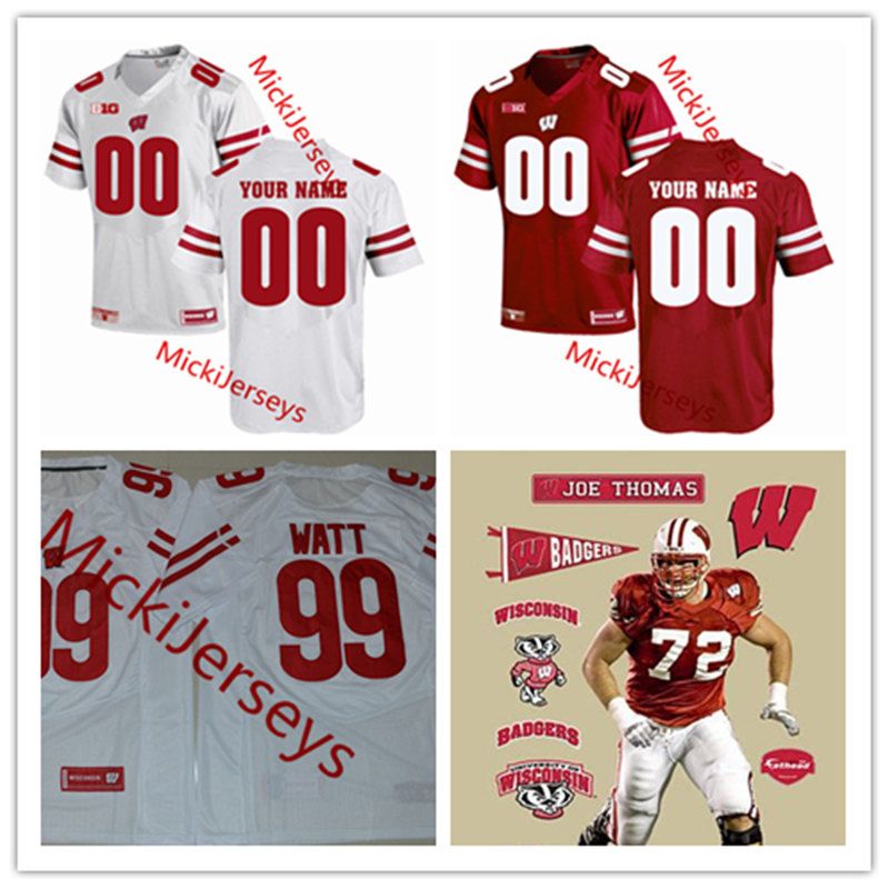 2020 Custom NCAA Wisconsin Badgers Football Jersey Joe Thomas Tim