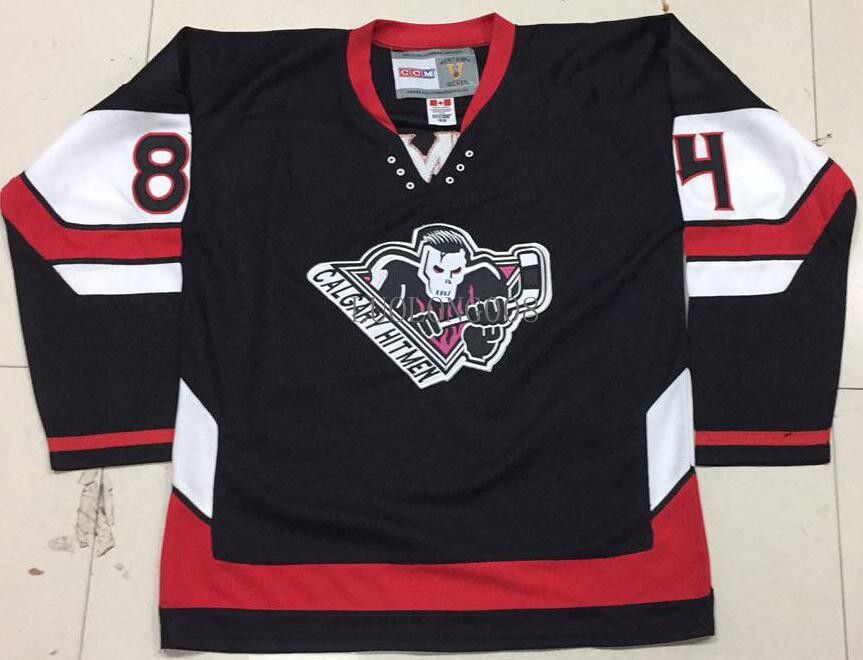 2019 Vintage Bret Hart Calgary Hitmen Hockey Jersey Embroidery Stitched