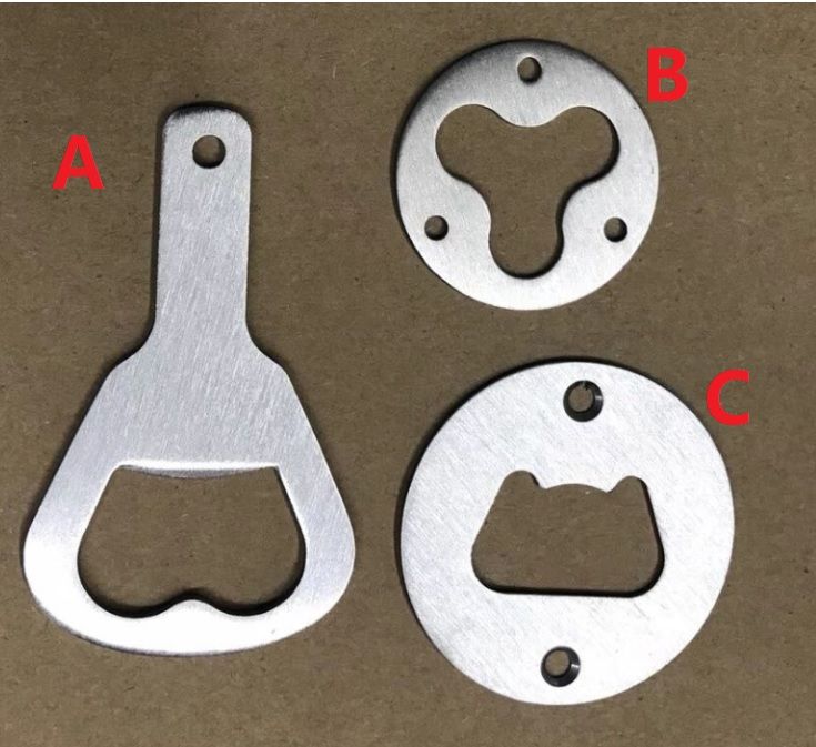 2020 Stainless Steel Bottle Opener Part With Countersunk Holes Round Or