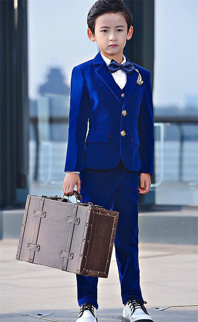 Royal Blue Velvet Kids Suit Children Attire Formal Wear ...