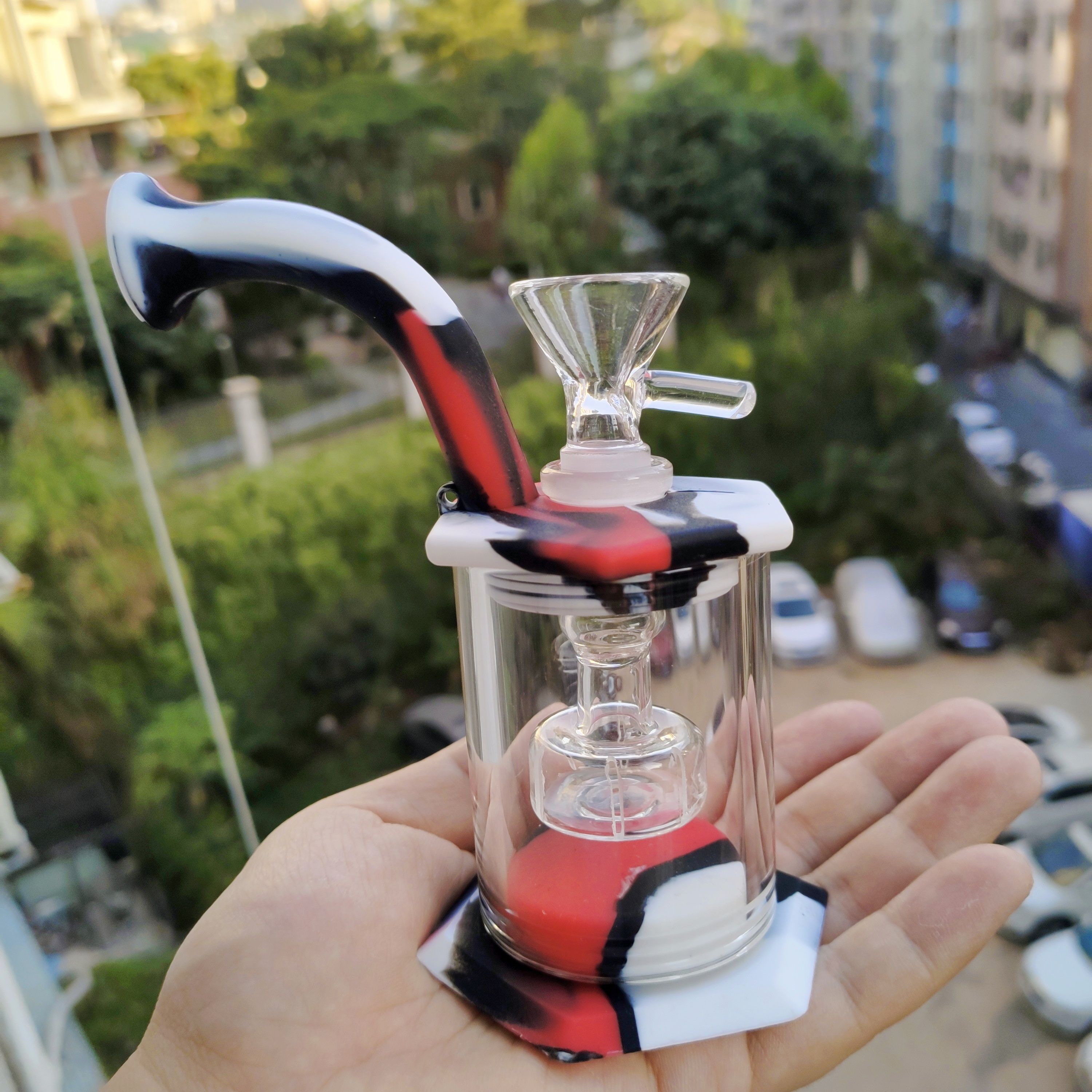 2019 Silicone Glass Bong Dab Rigs Smoke Pipe With Glass Bowl Mini Glass