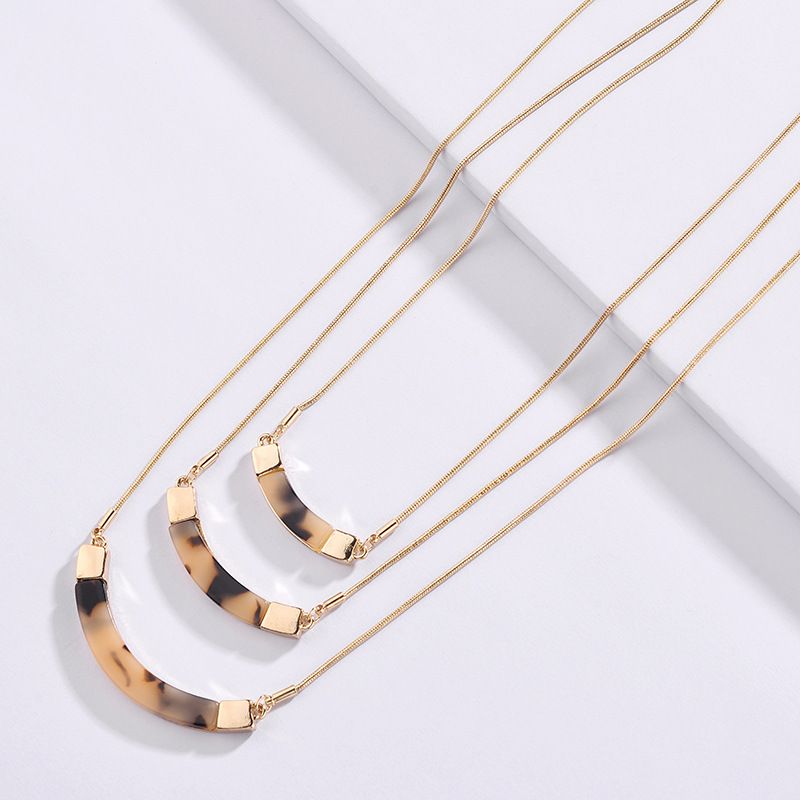 Multilayer Leopard Print Acrylic Necklace Pendants Golden Simple Snake Chai Reiki Chakra Healing Women Jewelry