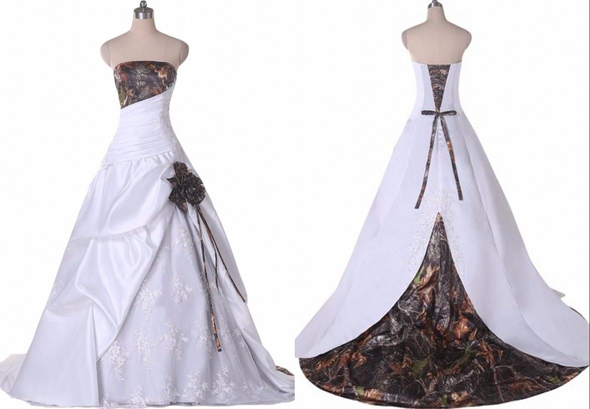 Country Camo Wedding Dress Cheap Lace