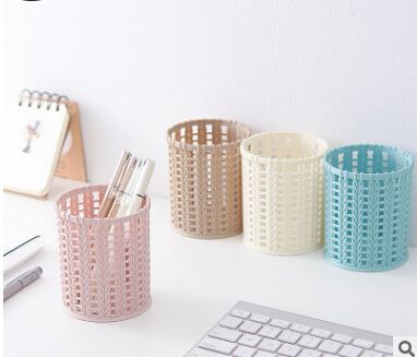 2019 Cylinder Pen Storage Box Container Creative Rattan Plastic 2019 Cylinder Pen Storage Box Container Creative Rattan Plastic Penholder Hollow Office Stationery Organizer Sundries Makeup Case From Margueriter