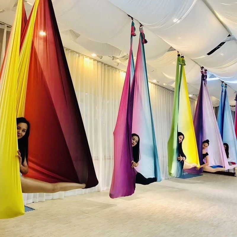 4mx2 8m High Strength Colorful Aerial Yoga Swing Hammock High Quality Air Yoga Hammock Anti Gravity Belts For Training