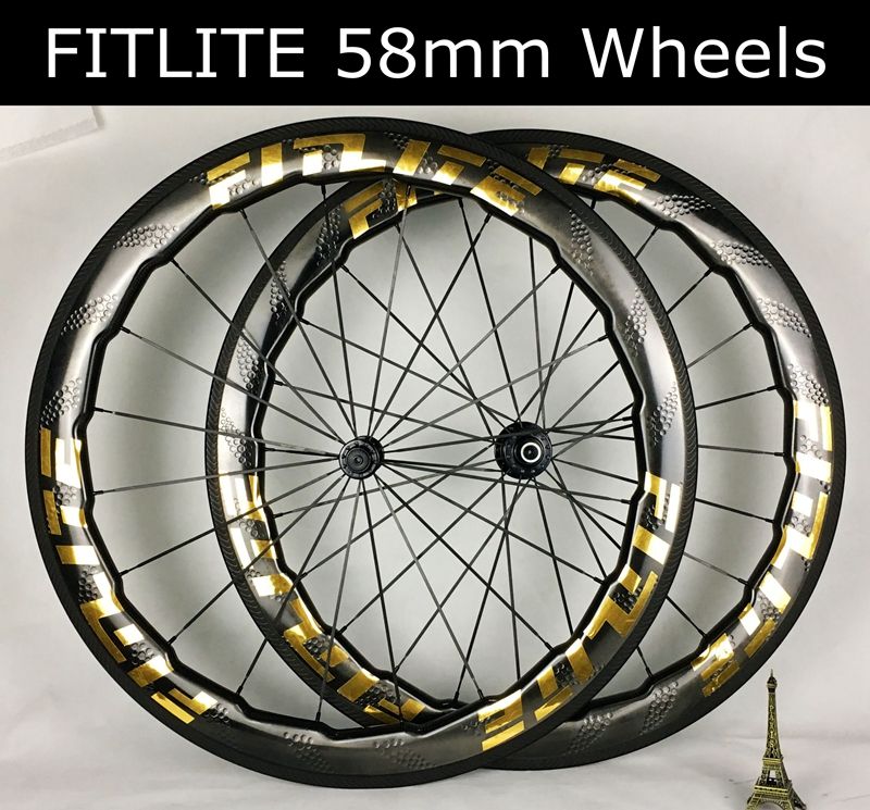 Tubeless 58mm Dimple Carbon Wheelset 700C Road Bike Carbon Wheels