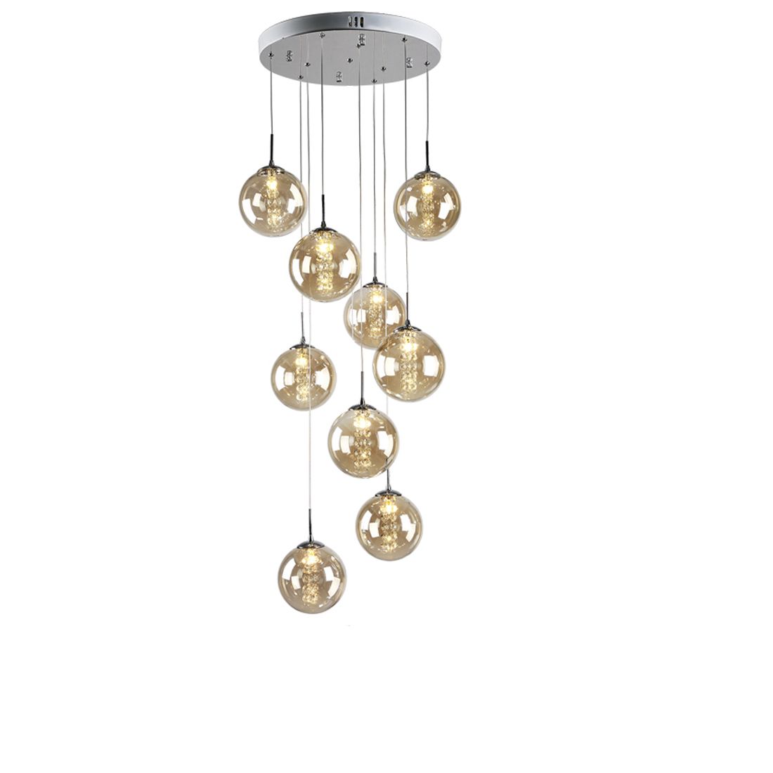 Rope Plated Glass Ball Pendant Lights Hanging Lamp Fixture Re Restaurant Luminaire Light Home Globe Lampshade Stairs Flight
