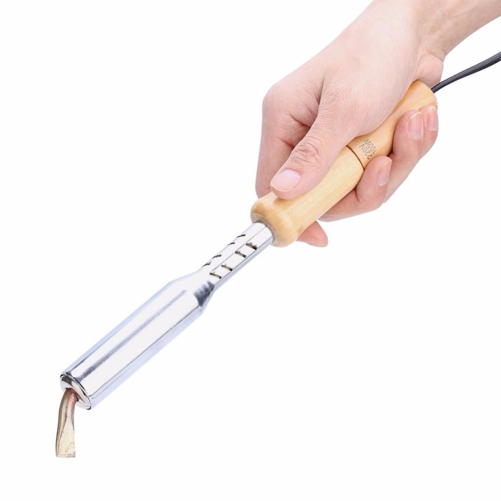 220V Wood Handle Electric Soldering Iron Welding Heat Pencil Alloy