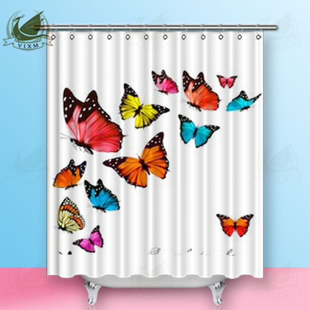 Vixm Brightly Colored Butterflies Shower Curtains Small Fresh