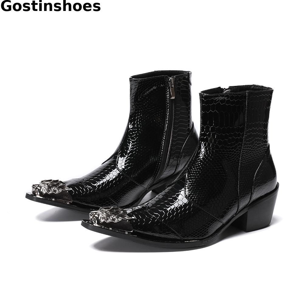 black snakeskin ankle boots