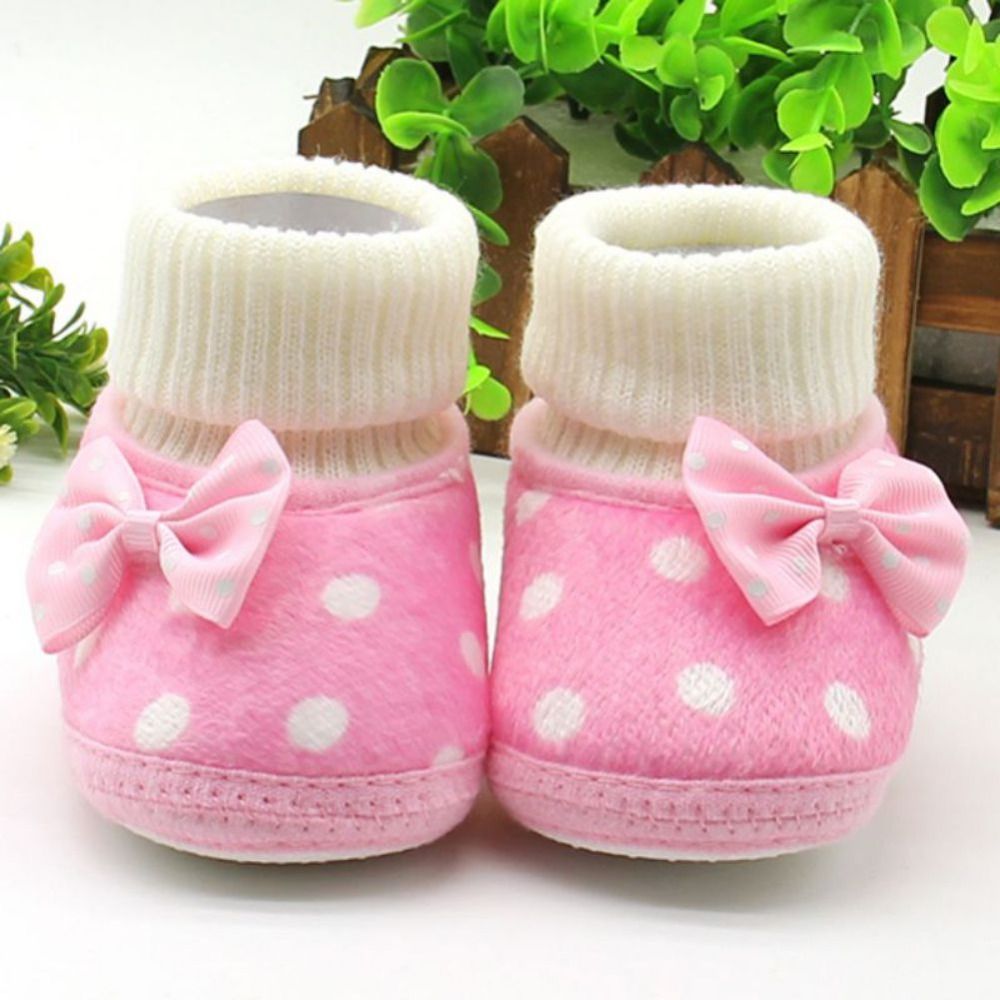 2019 Newborn Infant Toddler Baby Girls Shoes Bow Knot Fleece Snow Boots