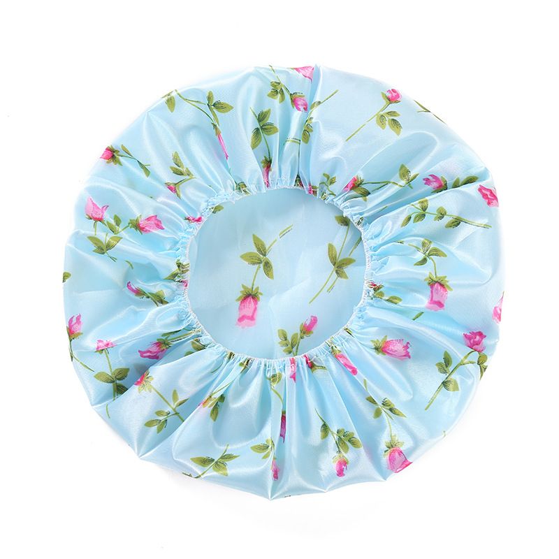2021 Flower Pattern Shower Cap Elegant Stain Lined Bath Caps For Women