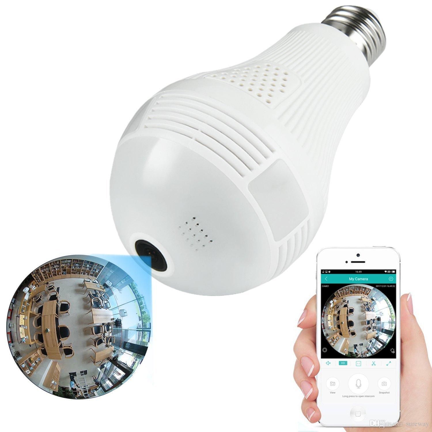 2MP HD Wireless IP Camera Bulb Light FishEye 360 Degree 3D VR Mini