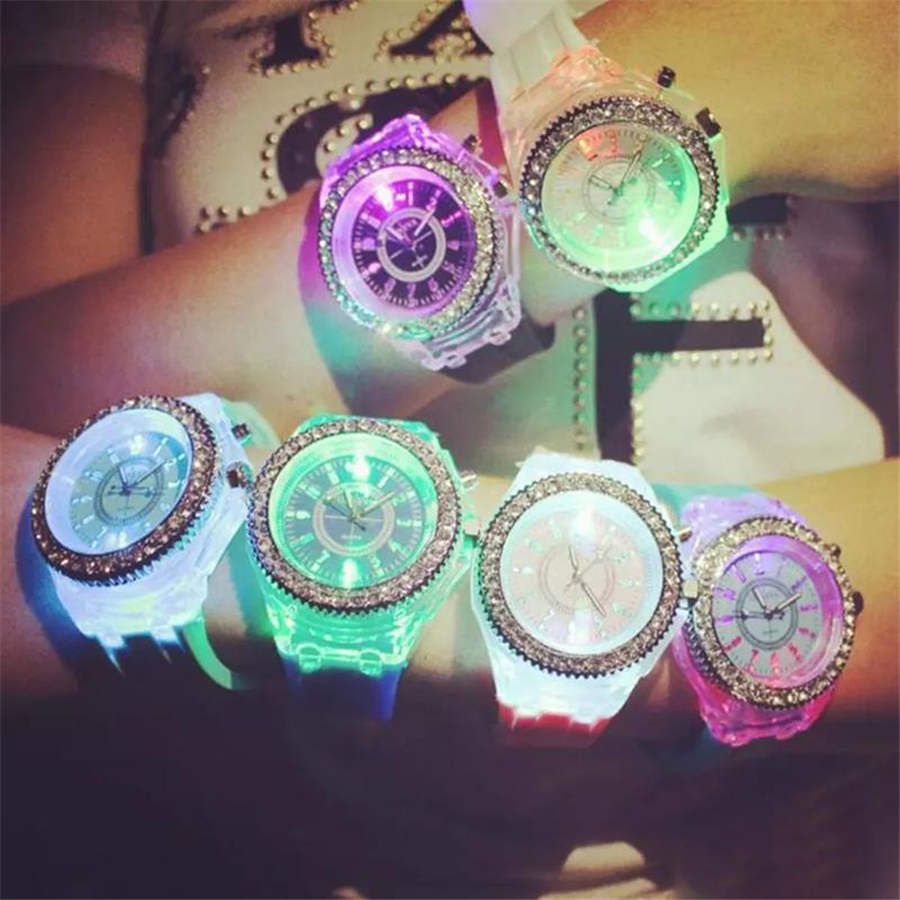 2020 Luminous Diamond Led Watch Silicone LED Colorful Lights Diamond