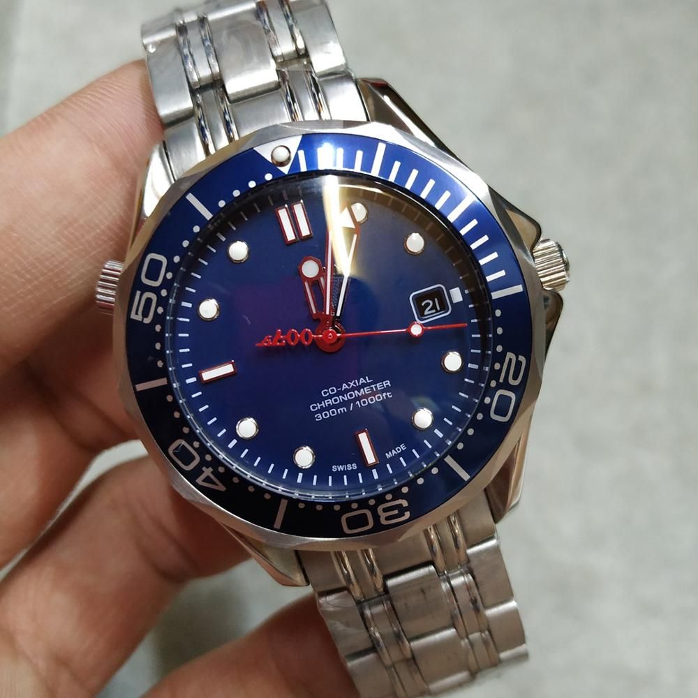 2019 New Mens Watches 007 Blue Dial Automatic Mechanical Diver