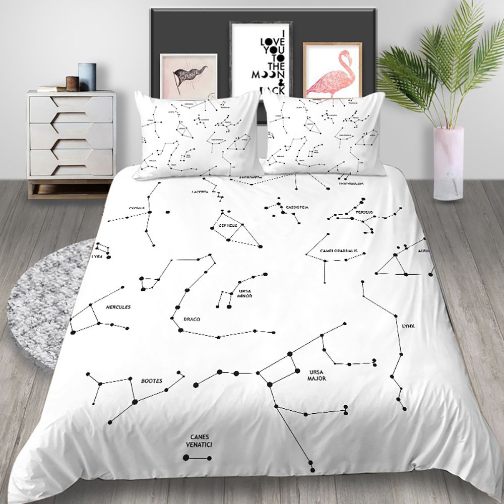 Constellation Bedding Set Simple Creative Classic White Duvet