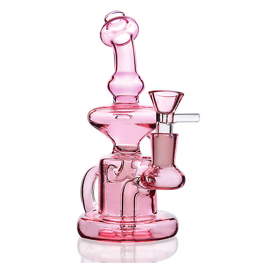 2020 Pink Glass Bongs Pink Oil Dab Rigs Pink Beaker Recycler Water