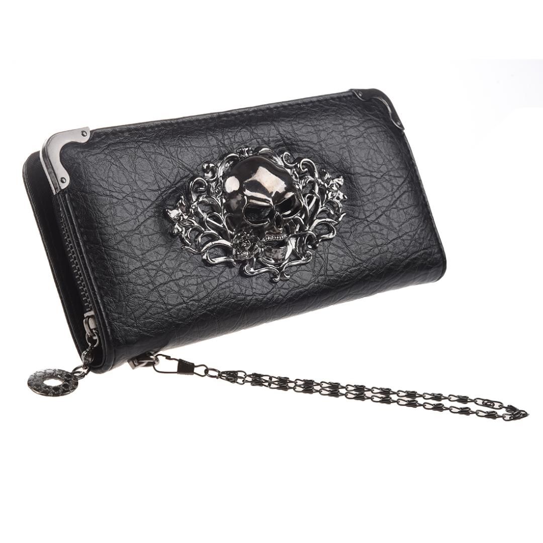 2018 New Hot Fashion And Good Quality PU Cool Retro Sliver Color Skull Long Wallet For Women ...