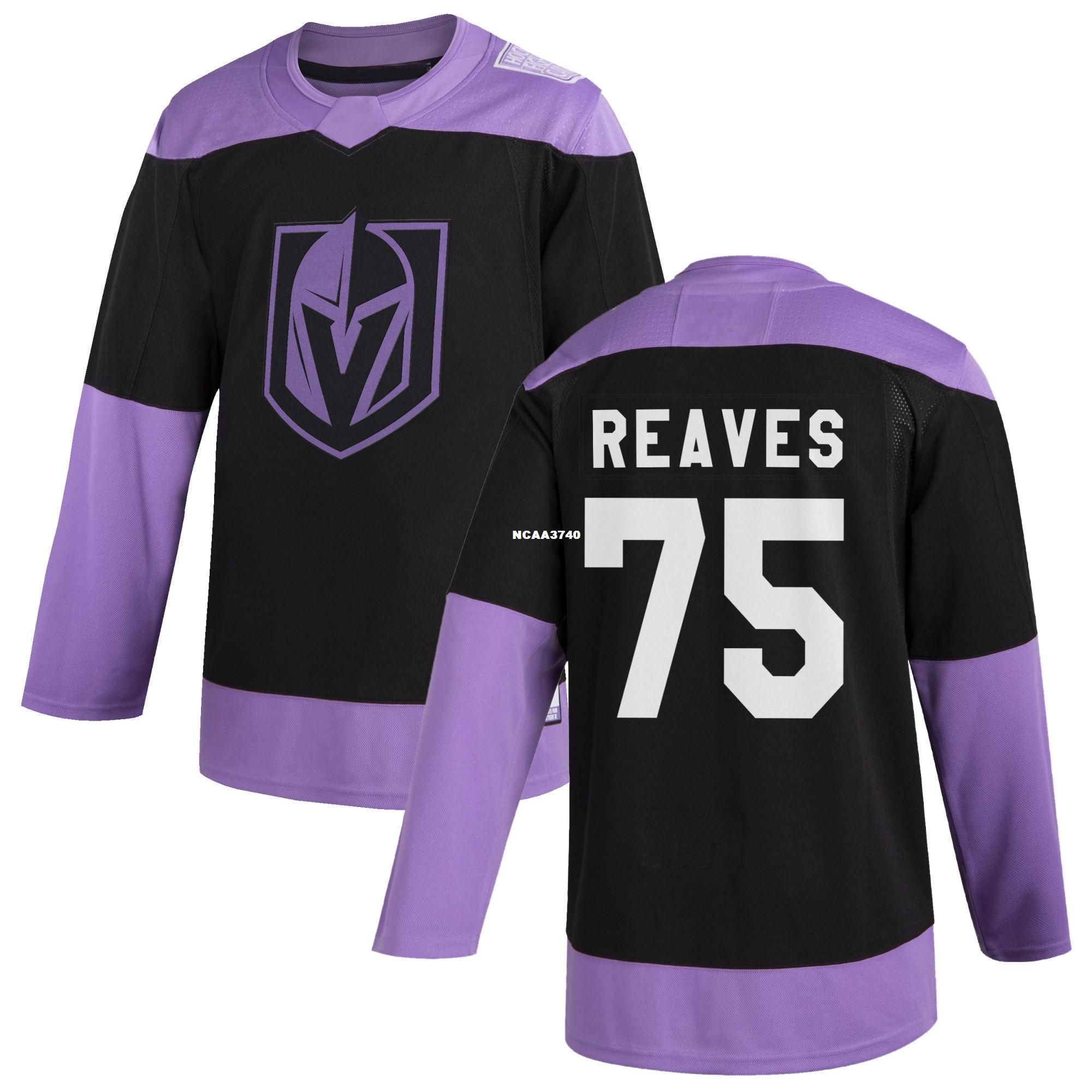 2020 Vegas Golden Knights #75 Ryan Reaves Hockey Fights Cancer Custom Practice Jersey Black Or ...
