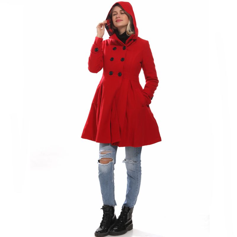2019 Coats Women Winter Solid Swing Plus Velvet Overcoat Girls Double Breasted Wool Pea Long Sleeved Slim Coat Plus Size