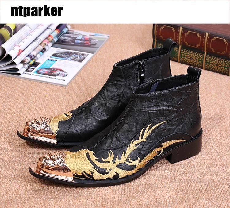 Japanese Fashion Men Boots Black High Top Genuine Leather Boots Men