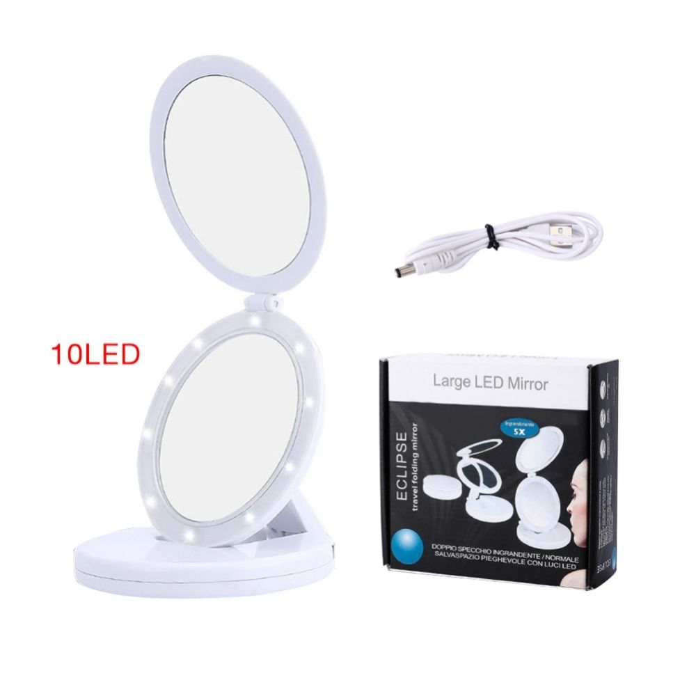 Led Makeup Mirror Adjustable Stand Desk Folding Portable Make Up