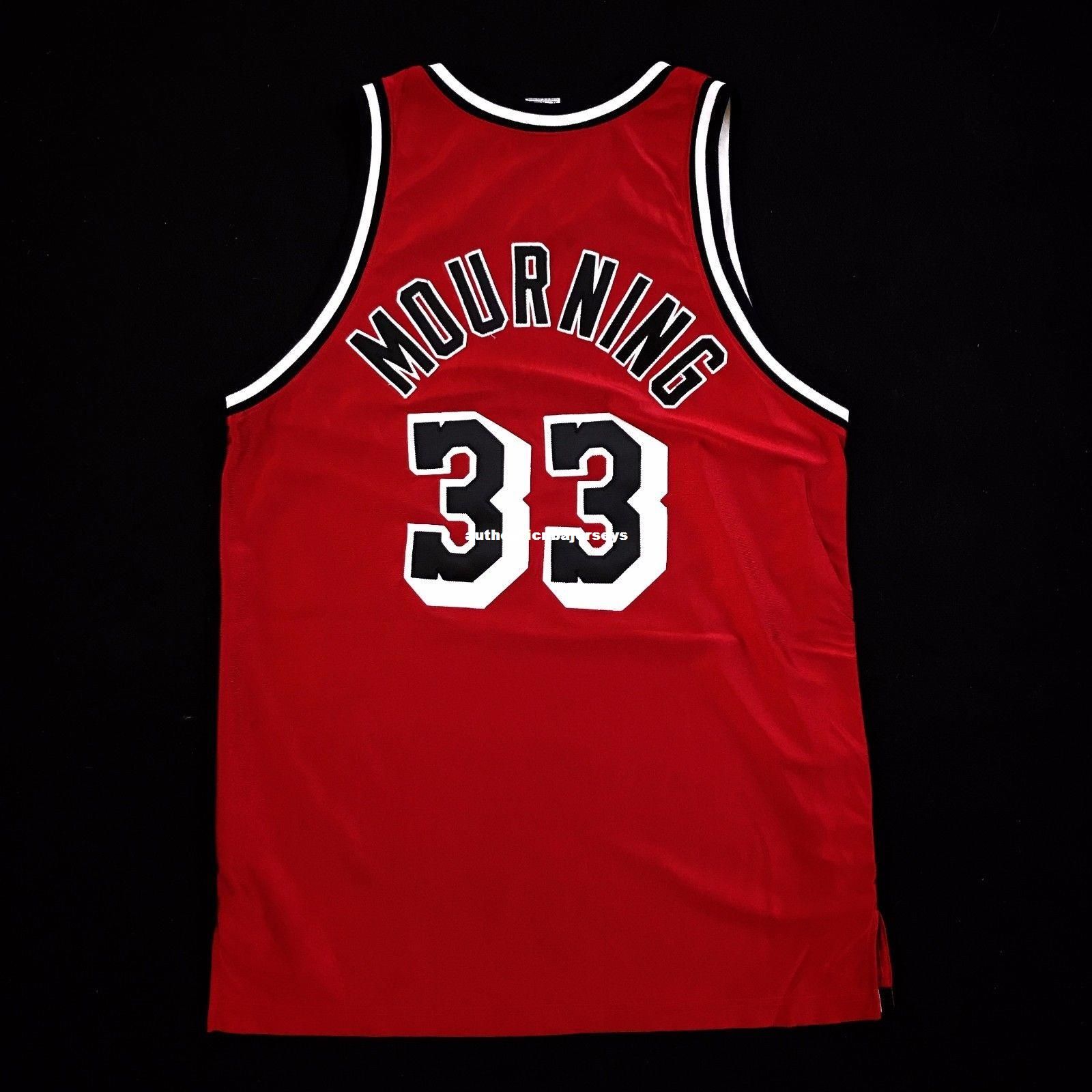 2020 100% Stitched Original Alonzo Mourning Sewn Away Jersey Mens Mens Vest Size XS 6XL Stitched 