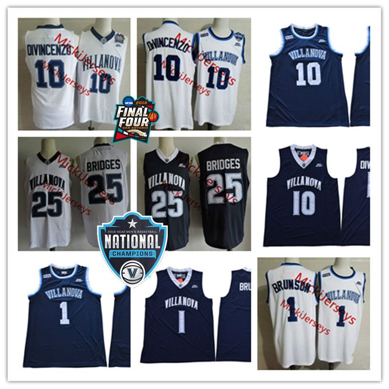 2020 Mens 10 Donte DiVincenzo Villanova Wildcats 2018 Championship Basketball Jersey 25 Mikal