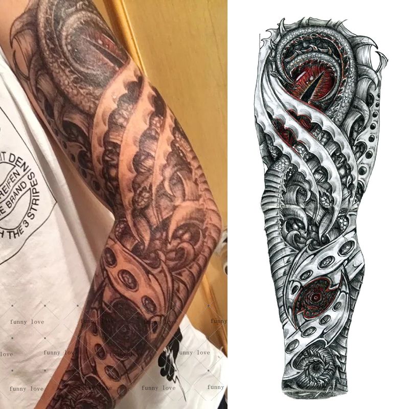 Brazo Completo Tatuaje Temporal A Prueba De Agua Fresco Gris Dragón 39 Ideas De Tatuajes En El Brazo De Hombremujer Fotossignificado